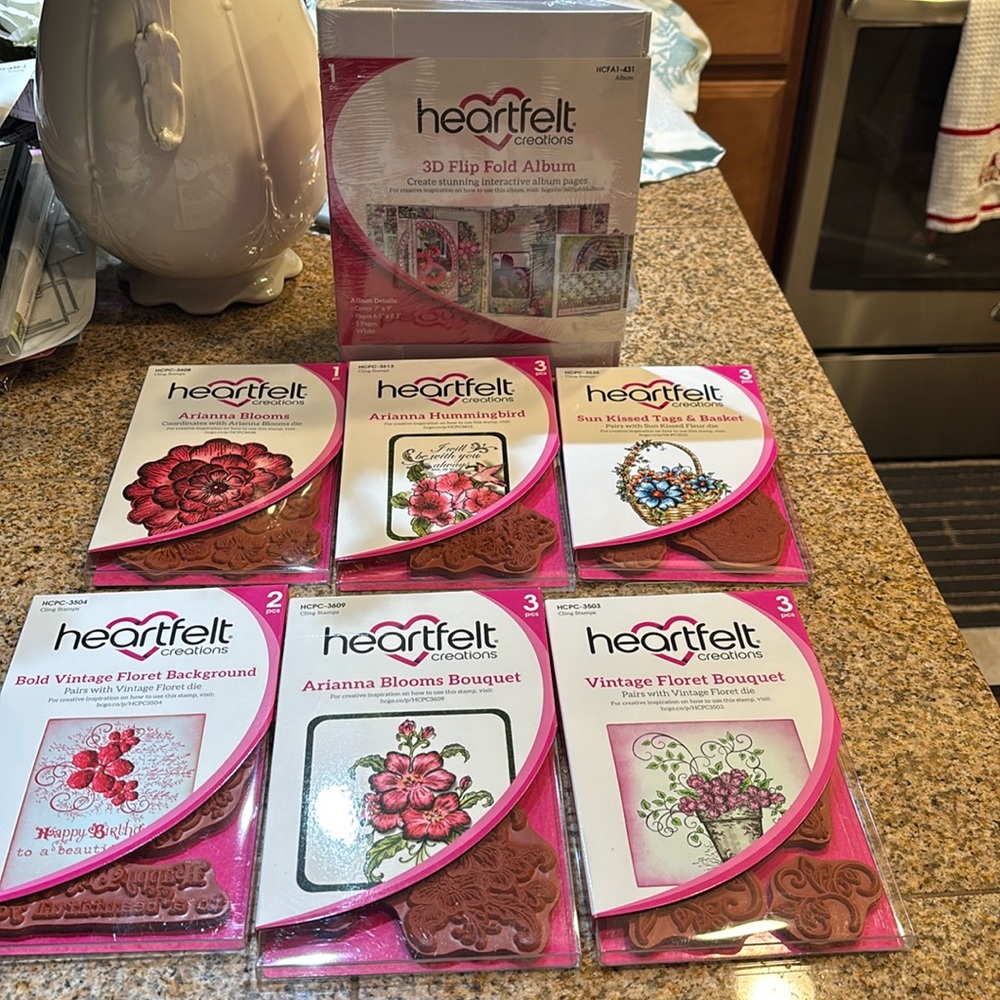 6 Heart felt creations stamps with a 3D flip fold album